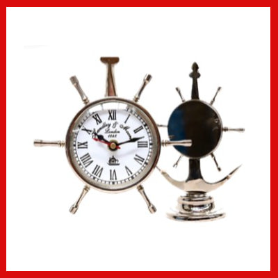 Ships Wheel & Anchor Table clock - Hand made