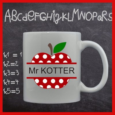 Gifts Actually - Teacher Mug - Polka Dot apple (Personalised)