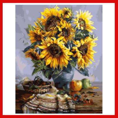 Gifts Actually - Paint By Numbers - (DIY Paint kit) - Sunflowers (In a Blue Vase)