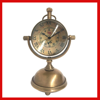 Gifts Actually - Curved Glass Brass Table Clock - Front