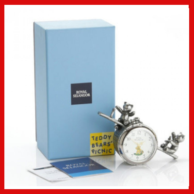 Gifts Actually - Royal Selangor Pewter- Teddy Bears Picnic Table Clock - With box