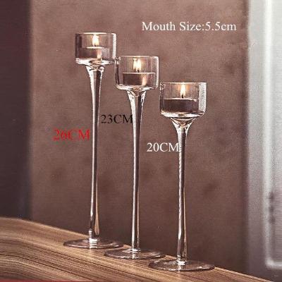 Gifts Actually - Handmade Glass Tea Light Glass Stem Candle Holders - Set of 3