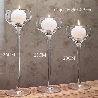 Gifts Actually - Handmade Wine Glass, Glass Stem Candle Holders - Set of 3