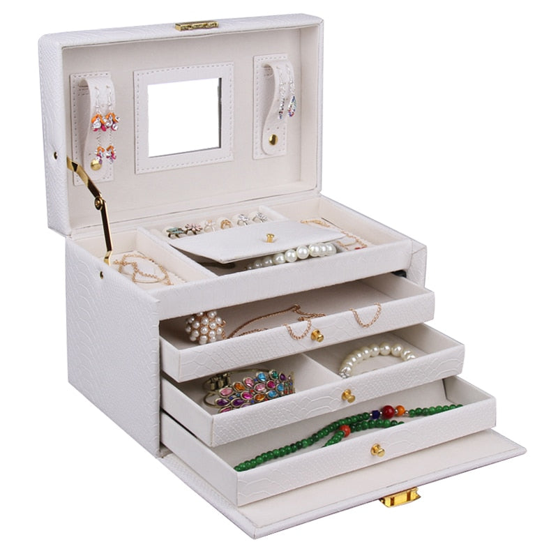 Jewelry Storage Box and Packaging Rings Display Organizer Girls Necklaces Holder Earrings Makeup Box Cosmetics Beauty Case Gifts