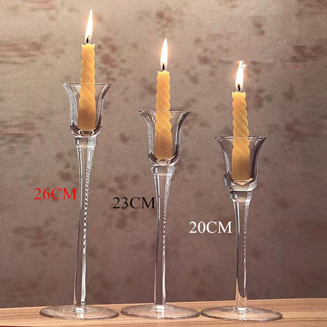 Gifts Actually - Candle Holder - Glass ( Handmade stem glass) - 3 piece