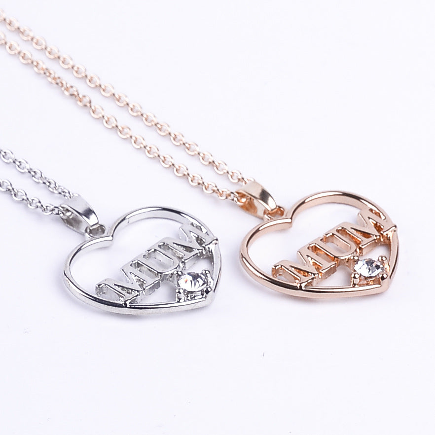 Necklace - Heart with "MUM" - Gold or Silver Colour