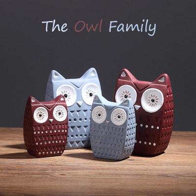 Gifts Actually - Ceramic Owls - Owl Family (set of 4) - Symbol of Wisdom